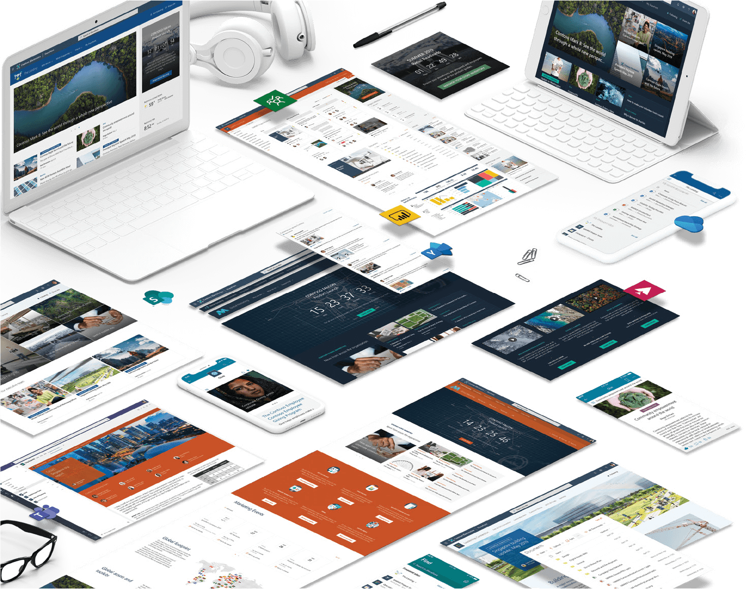 Microsoft 365 screens mockup